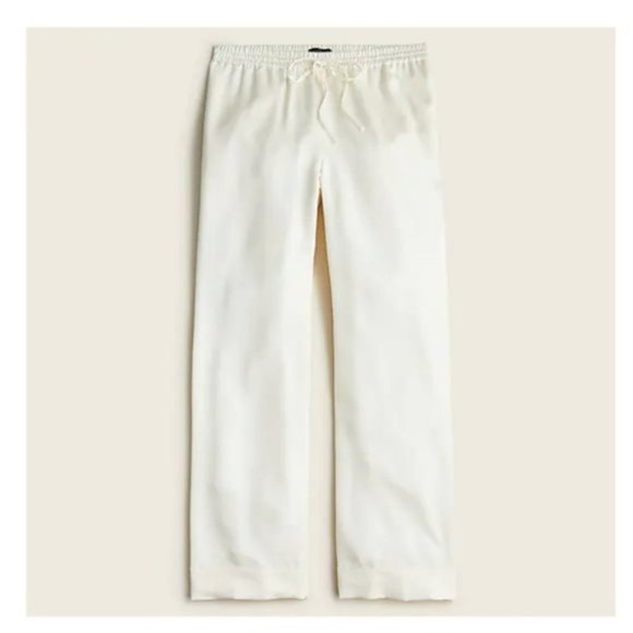 J Crew Drawstring Cuffed Crepe Drapey Pants in Ivory White - Picture 2 of 4